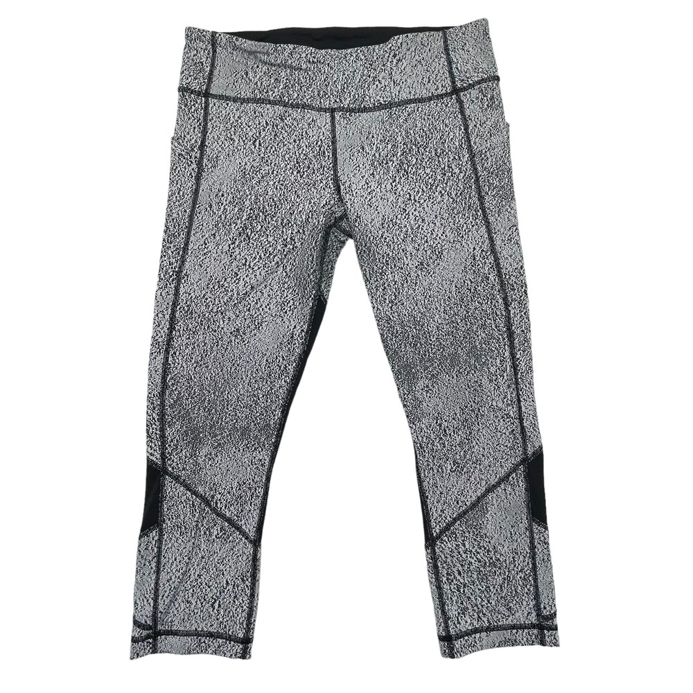 Lululemon Womens Black White Crop Workout Yoga Compression Pant Size 8